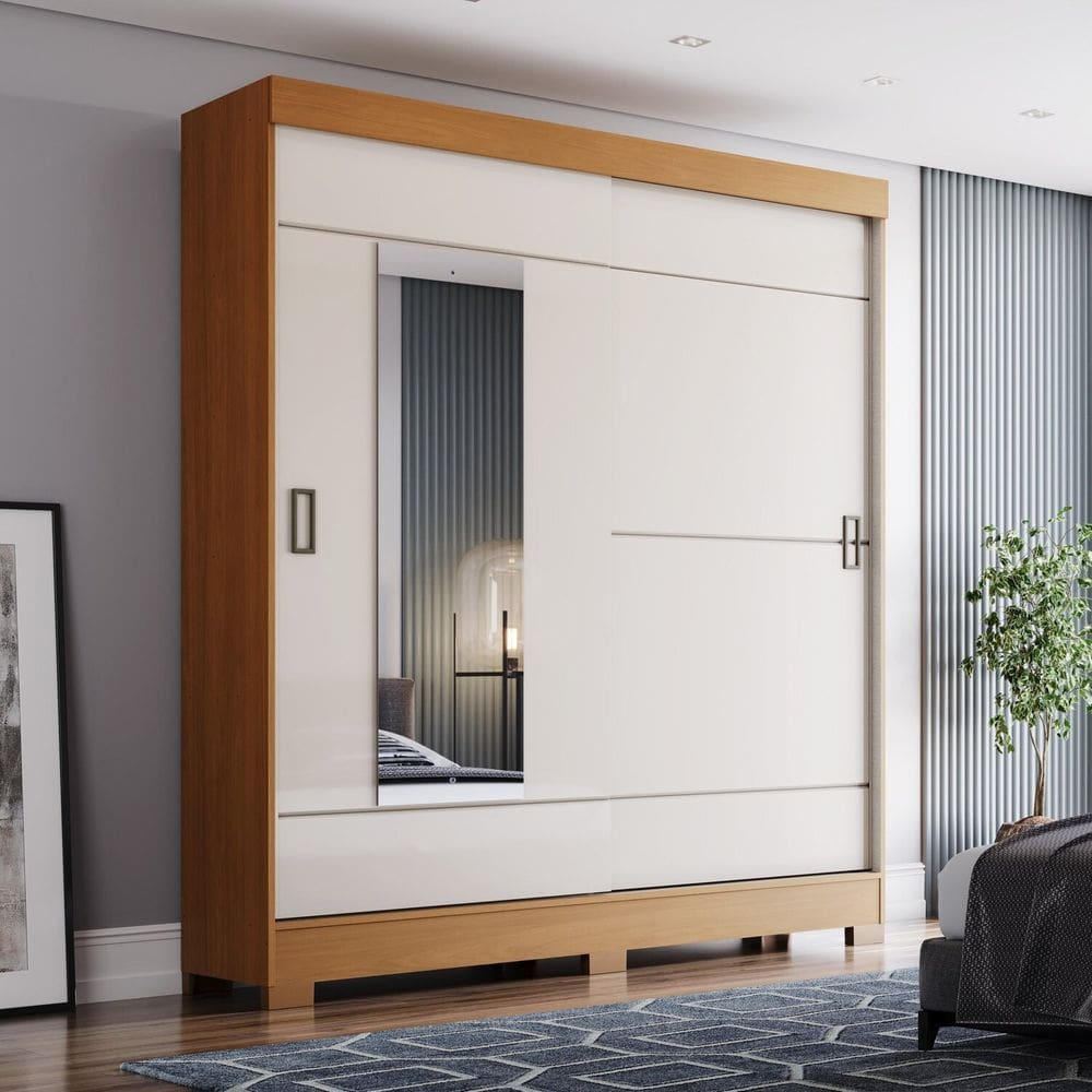 Guarda-roupa 2 Portas de Correr e 2 Gavetas B66 Cinamomo/Off White