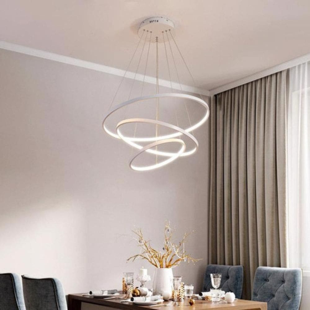 Lustre Pendente Redondo Led Moderno 3 Arcos Premium 127/220v Bivolt Branco Branco