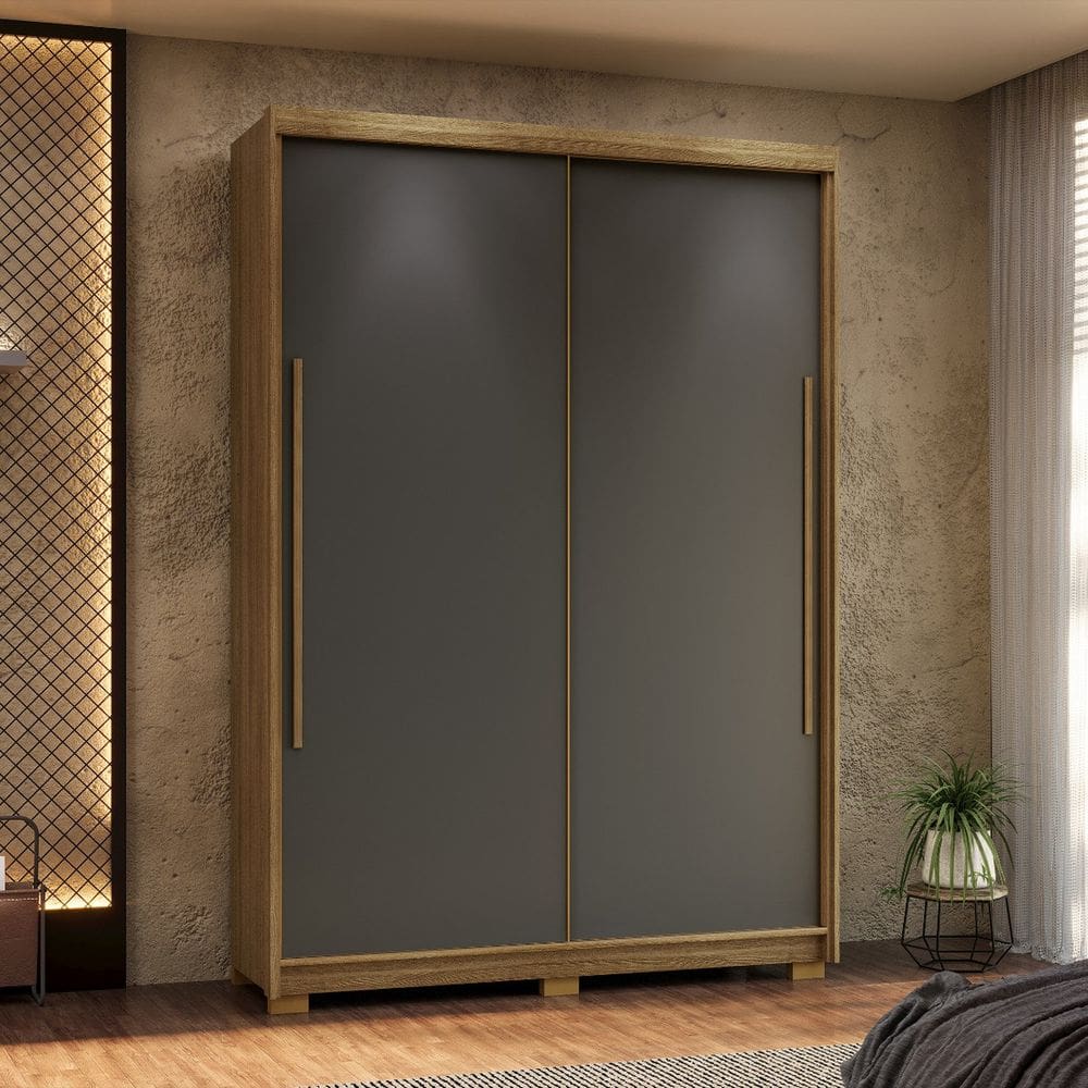 Guarda-roupa 2 Portas de Correr e 3 Gavetas 100% Mdf Dubai Infinity Marrom/Alasca/Camarim