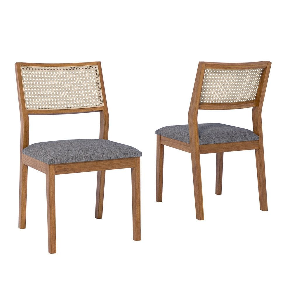 Conjunto 2 Cadeiras para Sala de Jantar em Madeira Tauari Tamarindo MADEIRA/LINHO GRAFITE