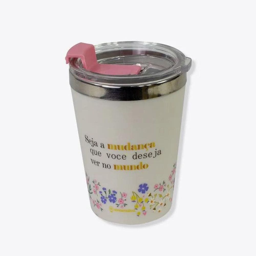 Copo Viagem Snap 300Ml Motivocional Floral - 10025895