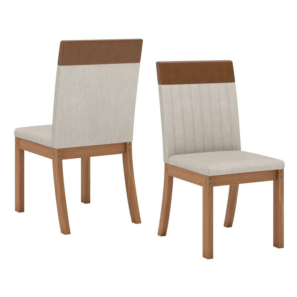 Kit 2 Cadeiras Veludo Isa Plus Marrom/Sintético Caramelo/Linho