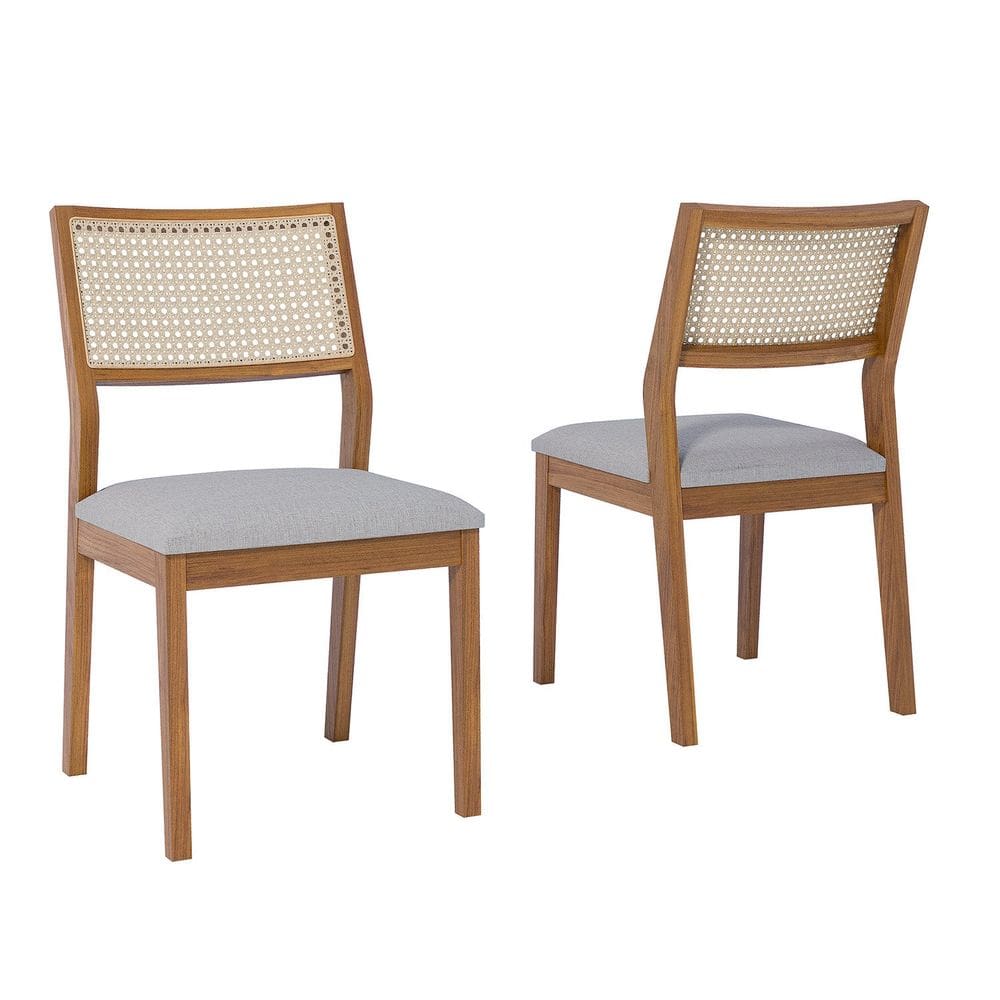 Conjunto 2 Cadeiras para Sala de Jantar em Madeira Tauari Tamarindo MADEIRA/LINHO CINZA