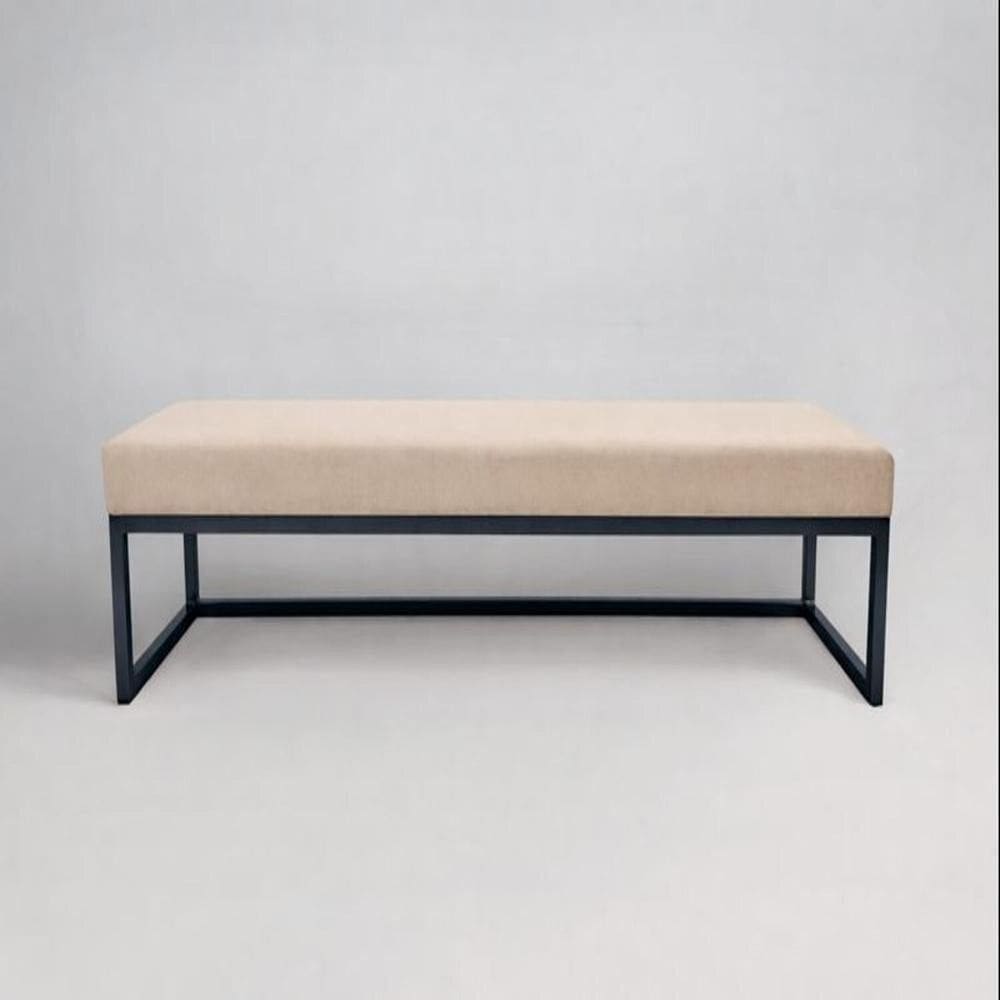 Puff Ted 140 Cm Base Veludo Bege/Preto