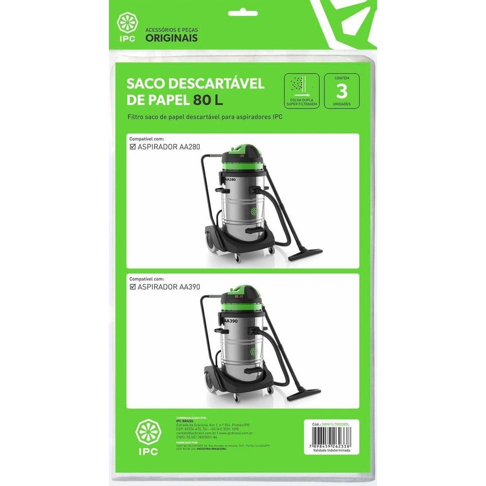 Filtro Descartável 80L Pct 3 Un SBNFILTROD80L IPC Brasil