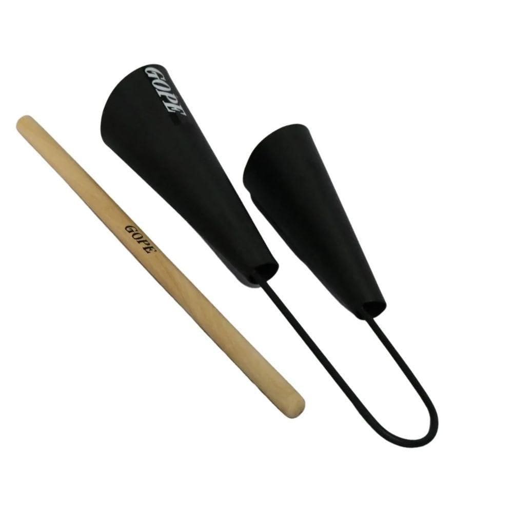 Agogo Duplo Preto Com Baqueta 678