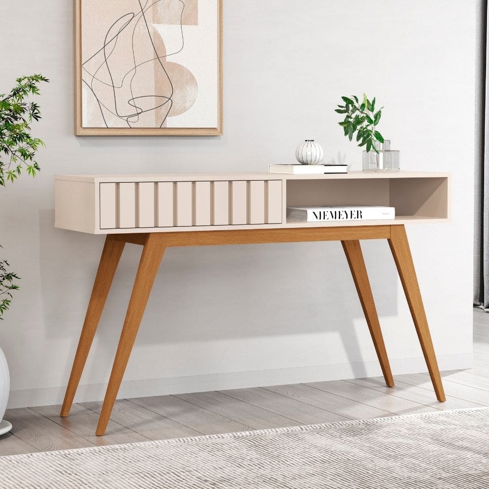 Aparador Ripado 1 Gaveta com Pes Em MDF Acai JB Moveis