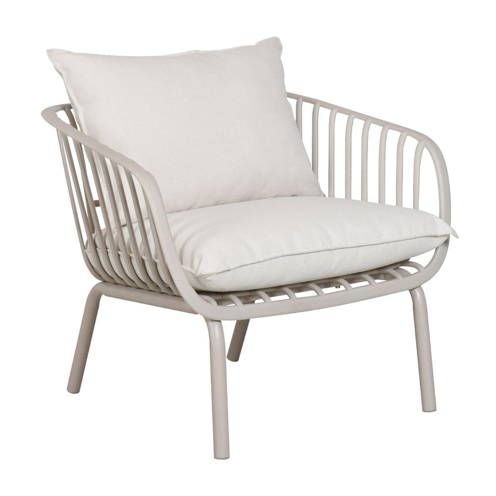 Sofá 1 Lugar em Polipropileno com Estofado Resistente À Água Base em Aço Pintado Noronha Nude