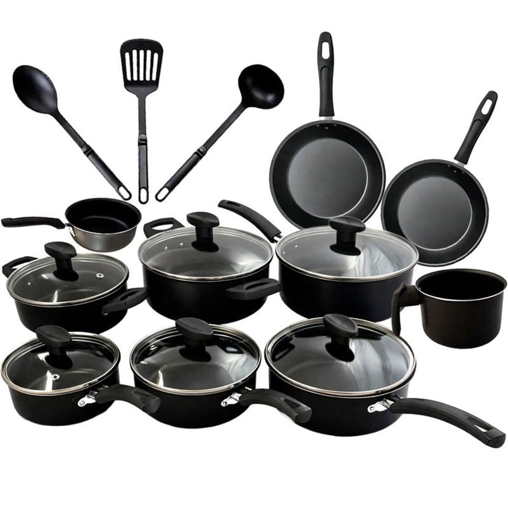 Jogo Conjunto Panelas 13 Peças Teflon Antiaderente PRETO