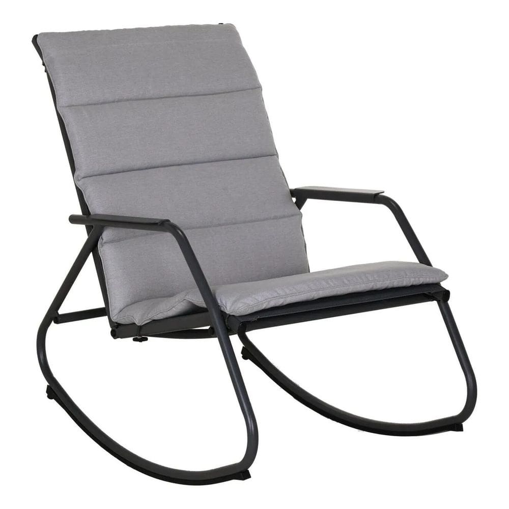 Cadeira Balanco Almofadada Aco Cinza Ate 160kg