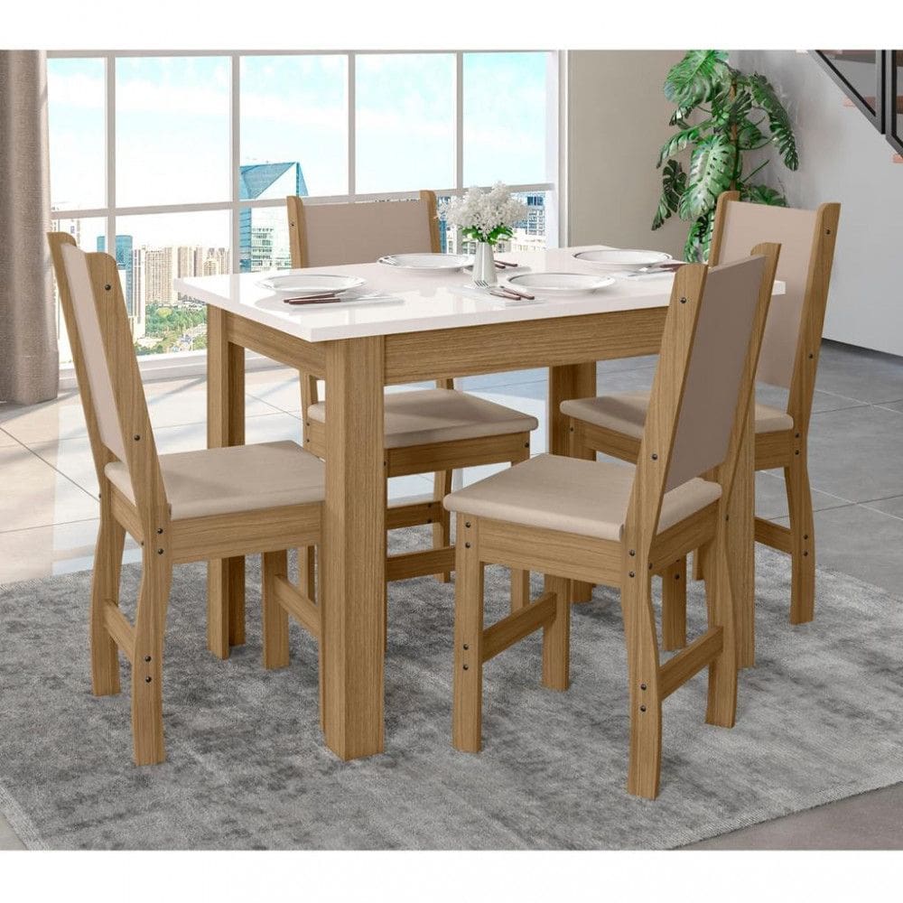 Conjunto Sala de Jantar 4 Cadeiras Bellagio Poliman