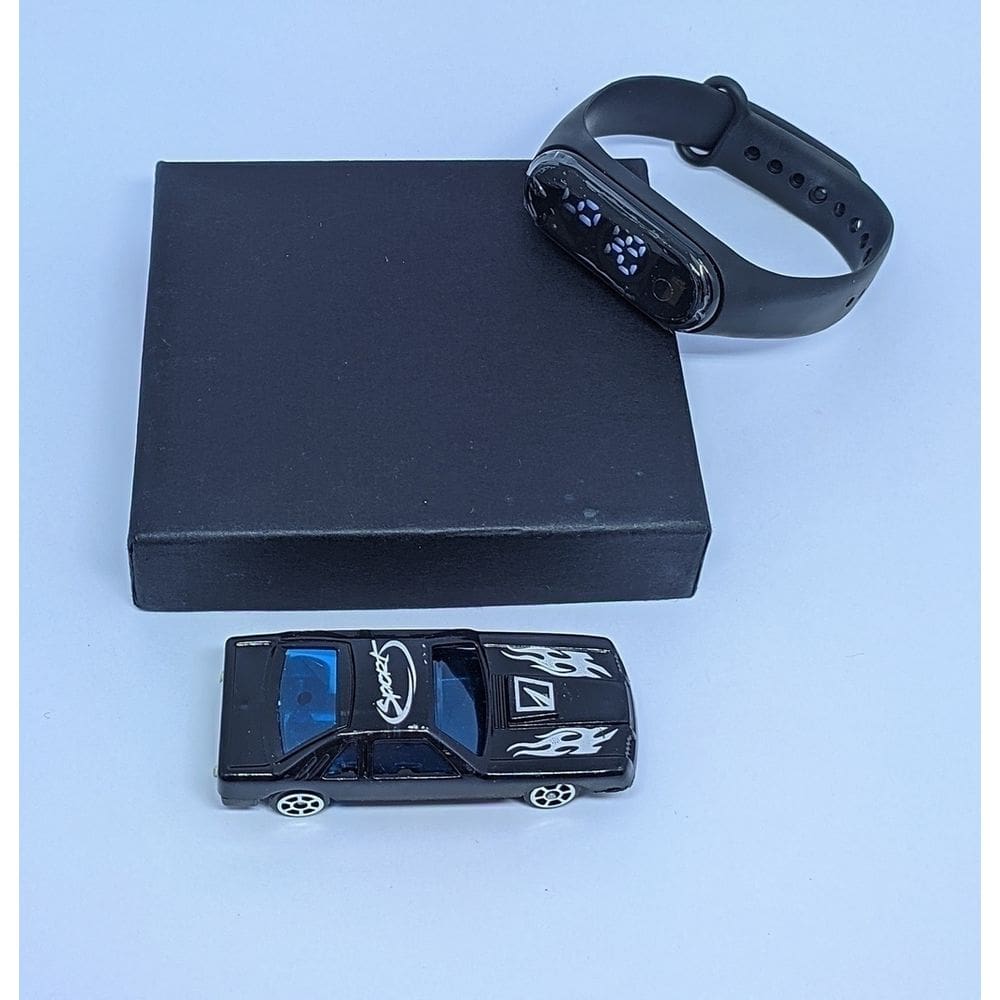 Kit Relógios Infantil Digital Meninos Meninas Esportivo Display Led + Mini Carrinho Carro Miniaturas plastico Diversão