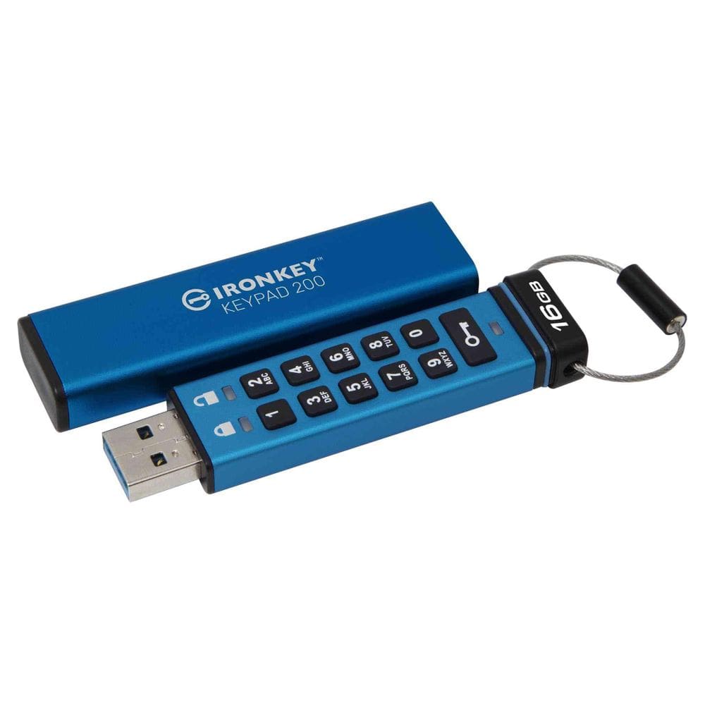 Teclado Kingston Ironkey 200 Blue com criptografia USB de 16 GB