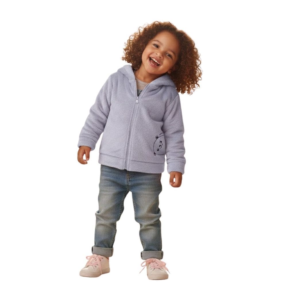 Jaqueta Infantil Rosa e Roxo Pelúcia com Capuz Inverno Festa