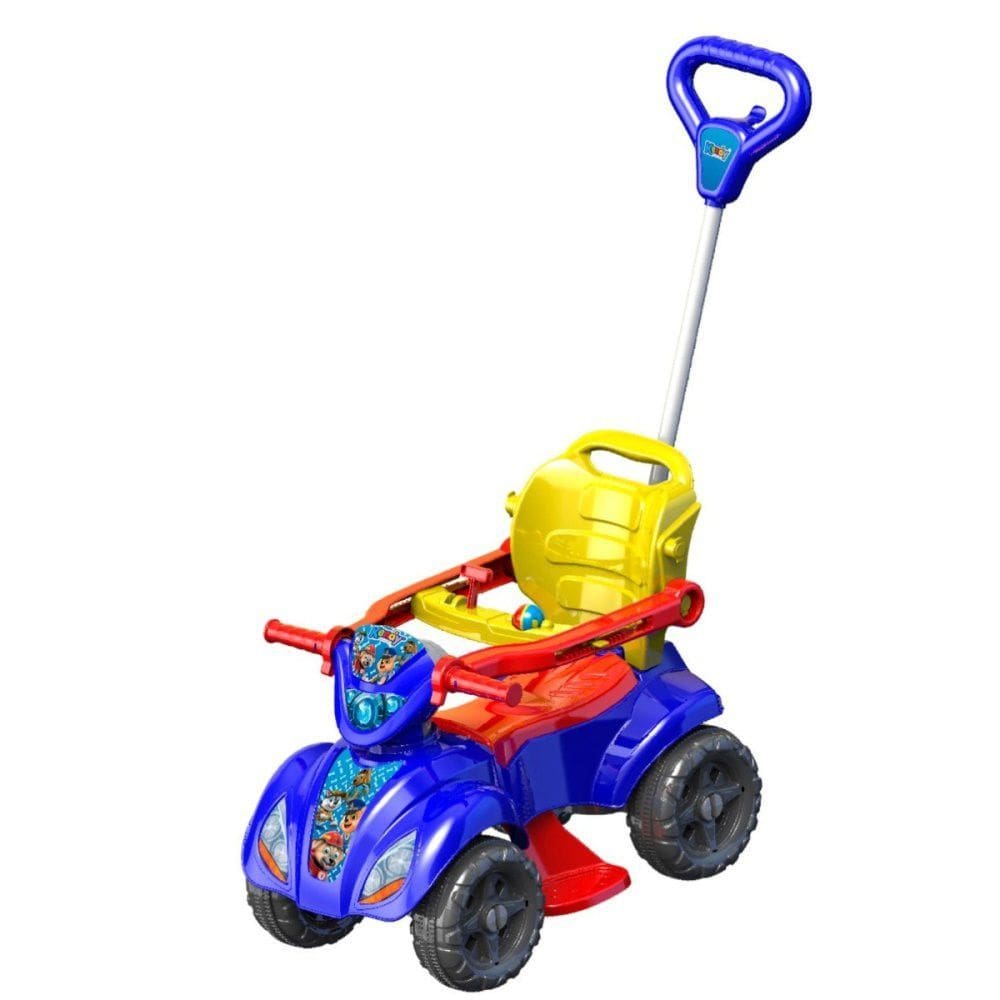 Quadriciclo Infantil com Haste Empurrar Menino Dog Azul