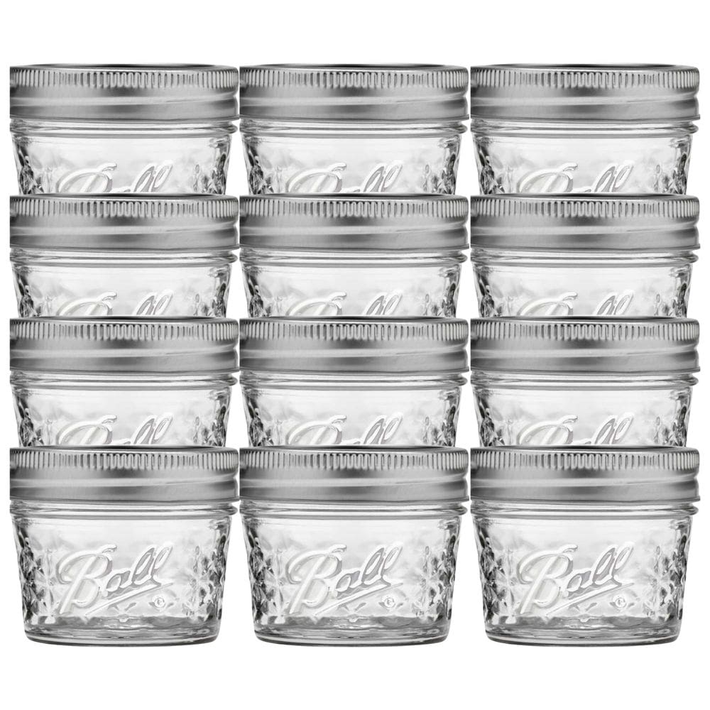 Conjunto de 12 Potes de Geléia Ball Mason 120 ml com Textura Matelassê