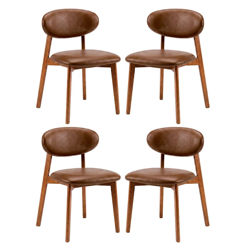 Kit 4 Cadeira de Jantar em Madeira Laura Estofada Couríssimo Marrom CCS