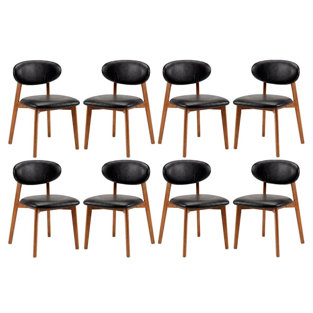 Kit 8 Cadeiras de Jantar em Madeira Laura Estofada Couríssimo Preto CCS