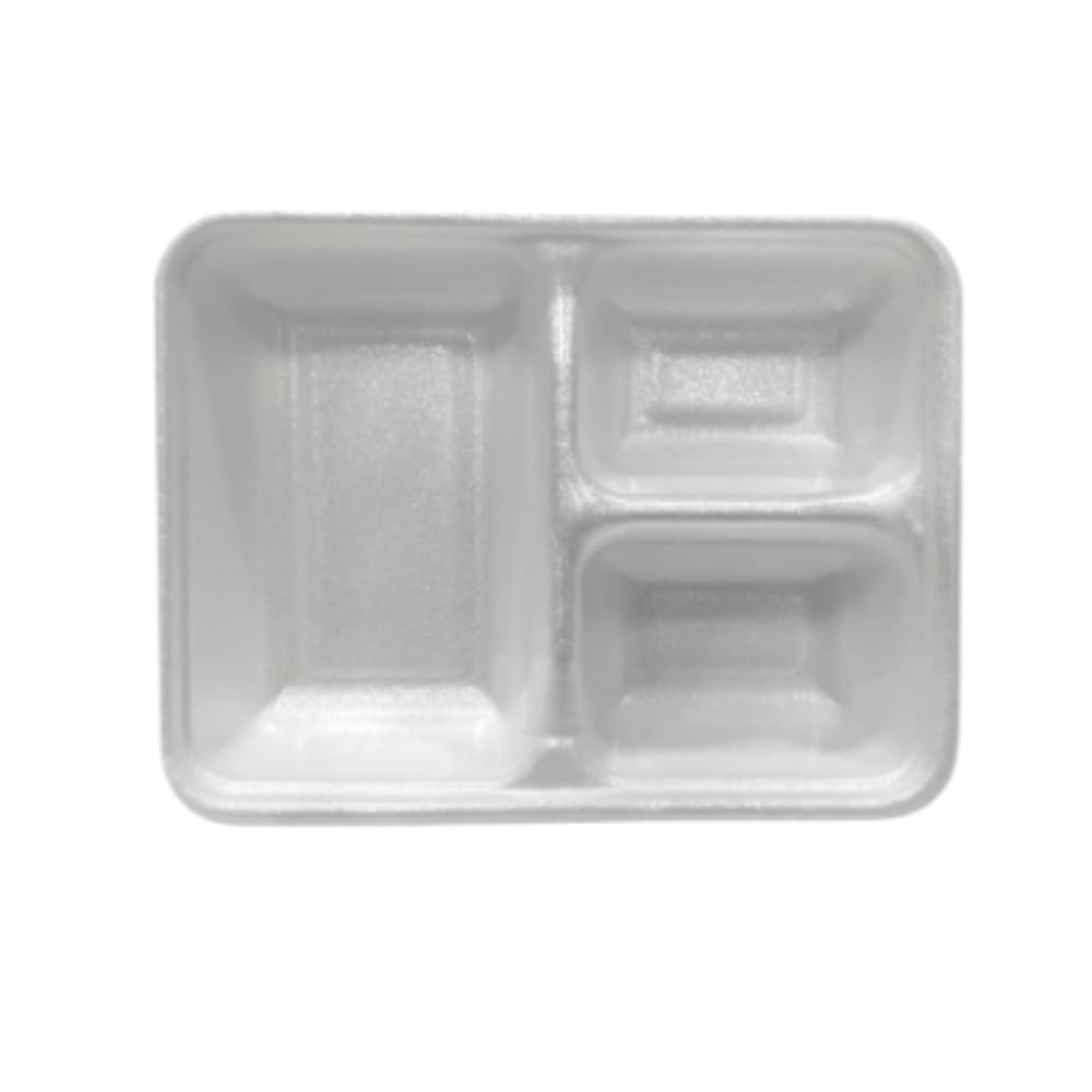 Marmitex de Isopor 3 Divisórias 900ml Sem Tampa - Pacote com 50 Unidades