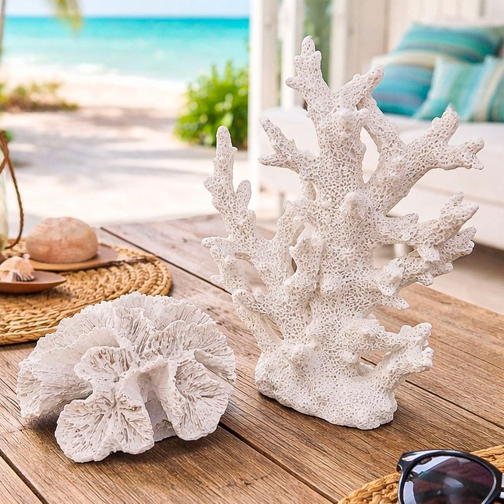 Corais Decoração Enfeite Casa De Praia Mar Oceano Kit 2pçs