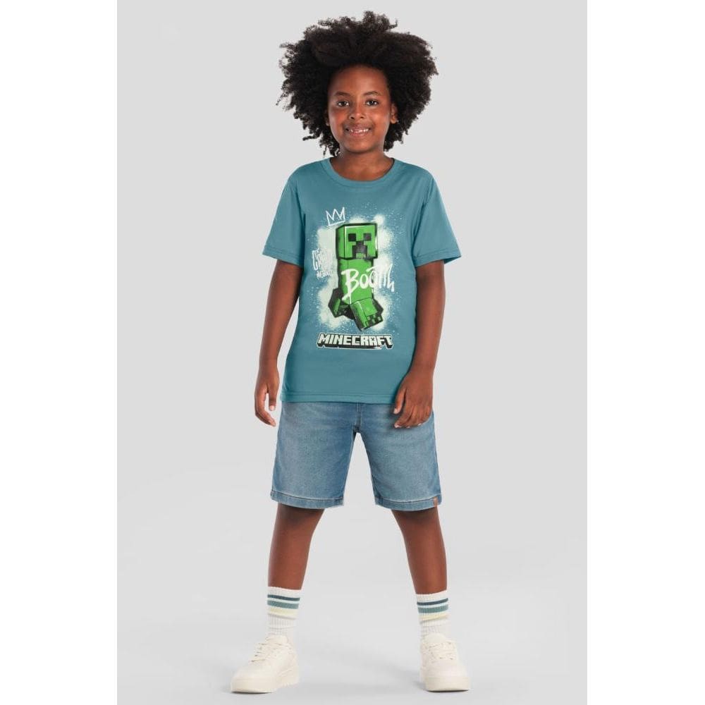 Camiseta infantil menino do Minecraft em gel Brandili