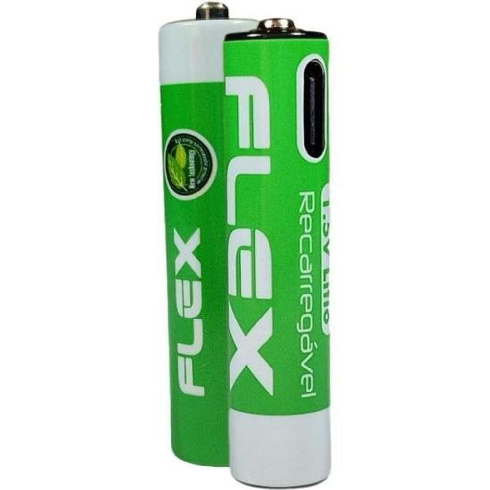 Pilha Recarregável Aaa 1.5v 1200mah (c/4 Pilhas) Flex
