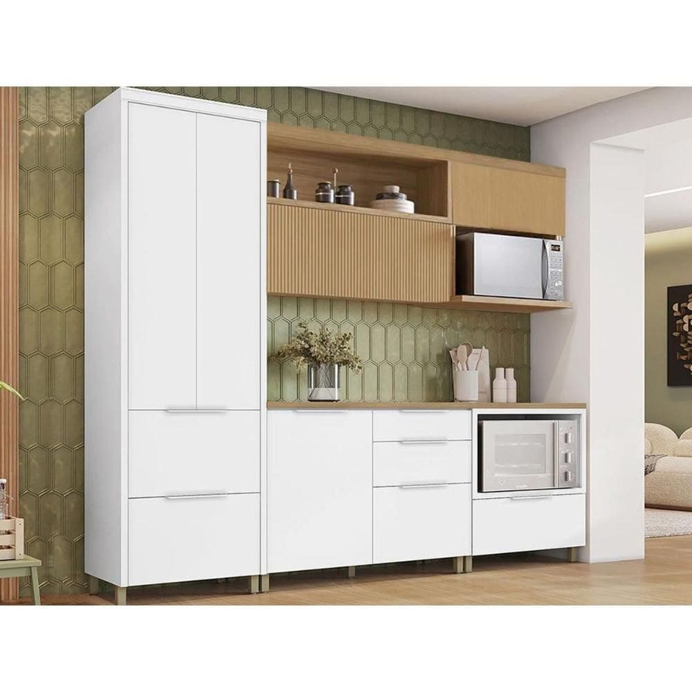 Cozinha Completa Nesher 5 Peças Marquesa C5P34 Branca/Nature