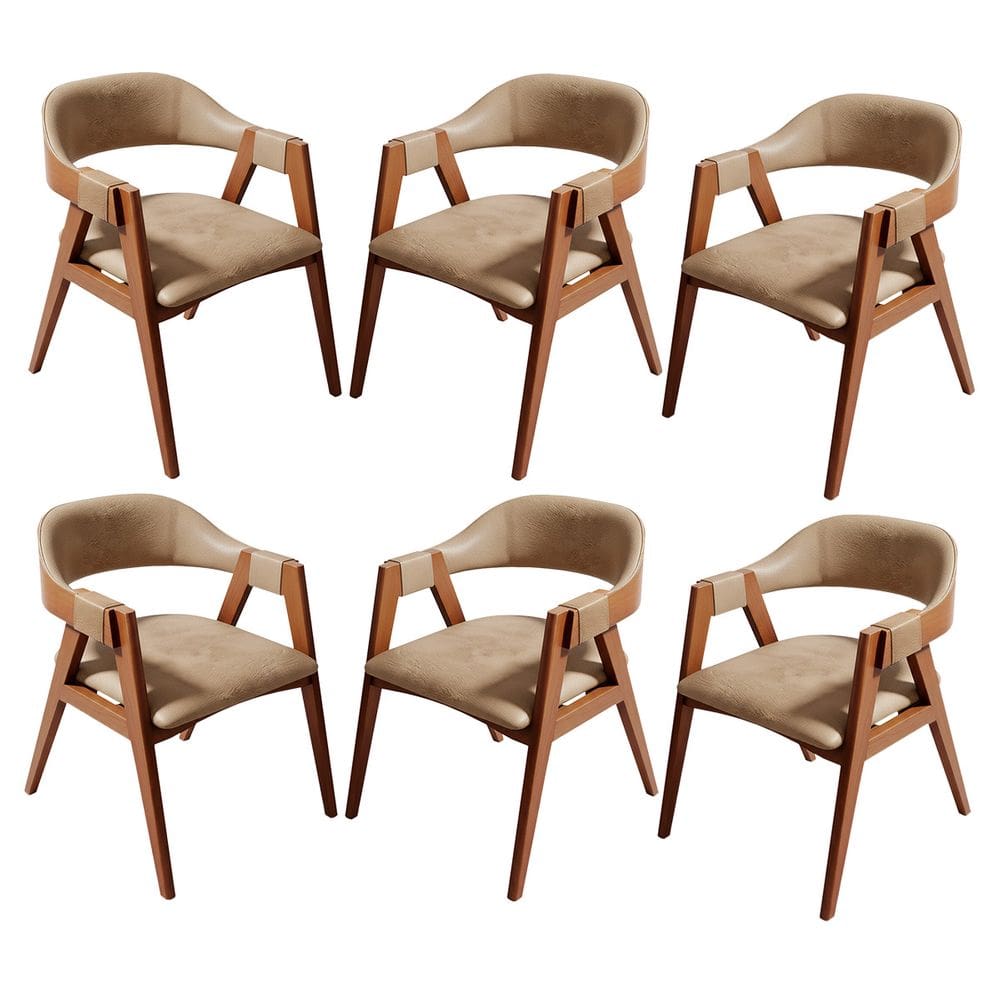 Kit 6 Cadeiras de Jantar em Madeira Lina Estofada Couríssimo Bege CCS
