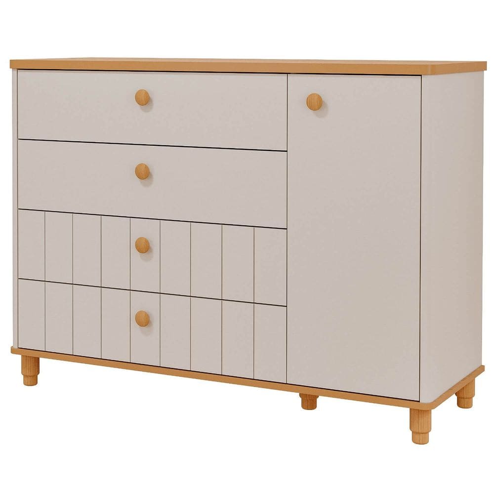 Cômoda Bebê Permobili Cupcake Retrô 04 gavetas 01 porta MDF