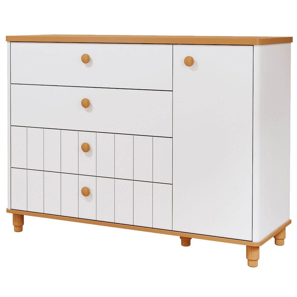 Cômoda Bebê Permobili Cupcake Retrô 04 gavetas 01 porta MDF