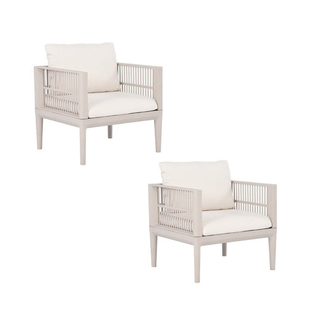 Kit com 2 Sofás 1 Lugar em Polipropileno com Estofado Resistente À Água Maui Nude