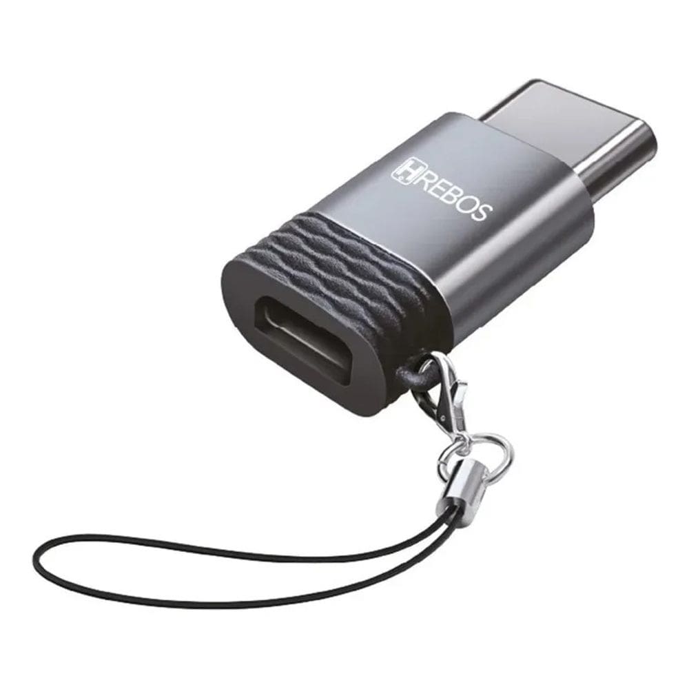 Adaptador Otg Hrebos Hs-221 Micro Usb V8 Para Usb-c Macho Cinza-escuro