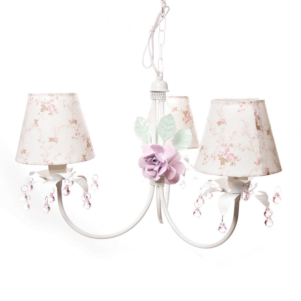 Lustre 3L Primavera Rosa 2 Flores G Quarto Bebê Infantil