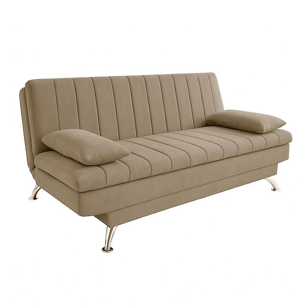 Sofá-Cama Casal 3 Lugares Paiva Suede Bege