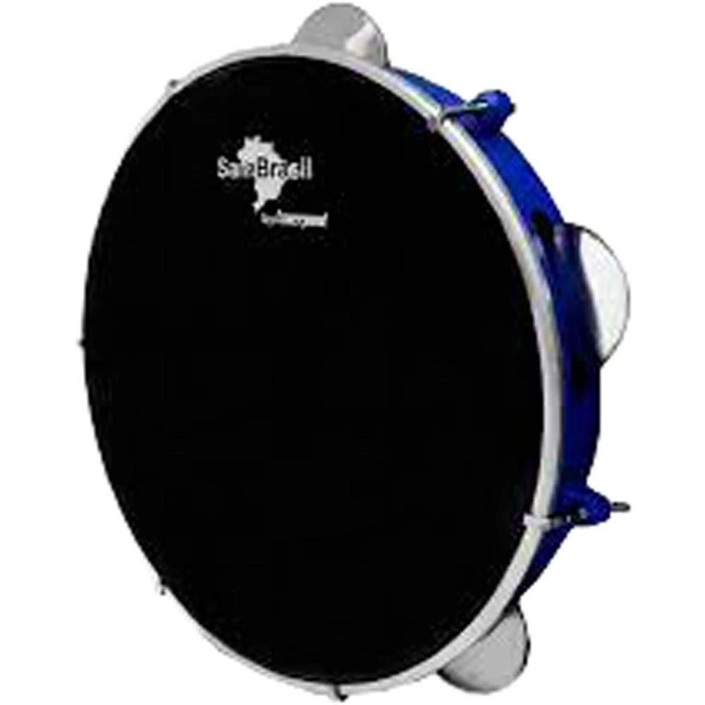 Pandeiro 10 Premium Pele Preta Sambrasil Liverpool Azul