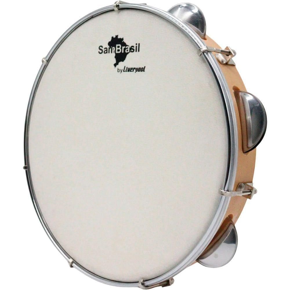 Pandeiro 10 Premium Pele Branca Sambrasil Liverpool Amarelo
