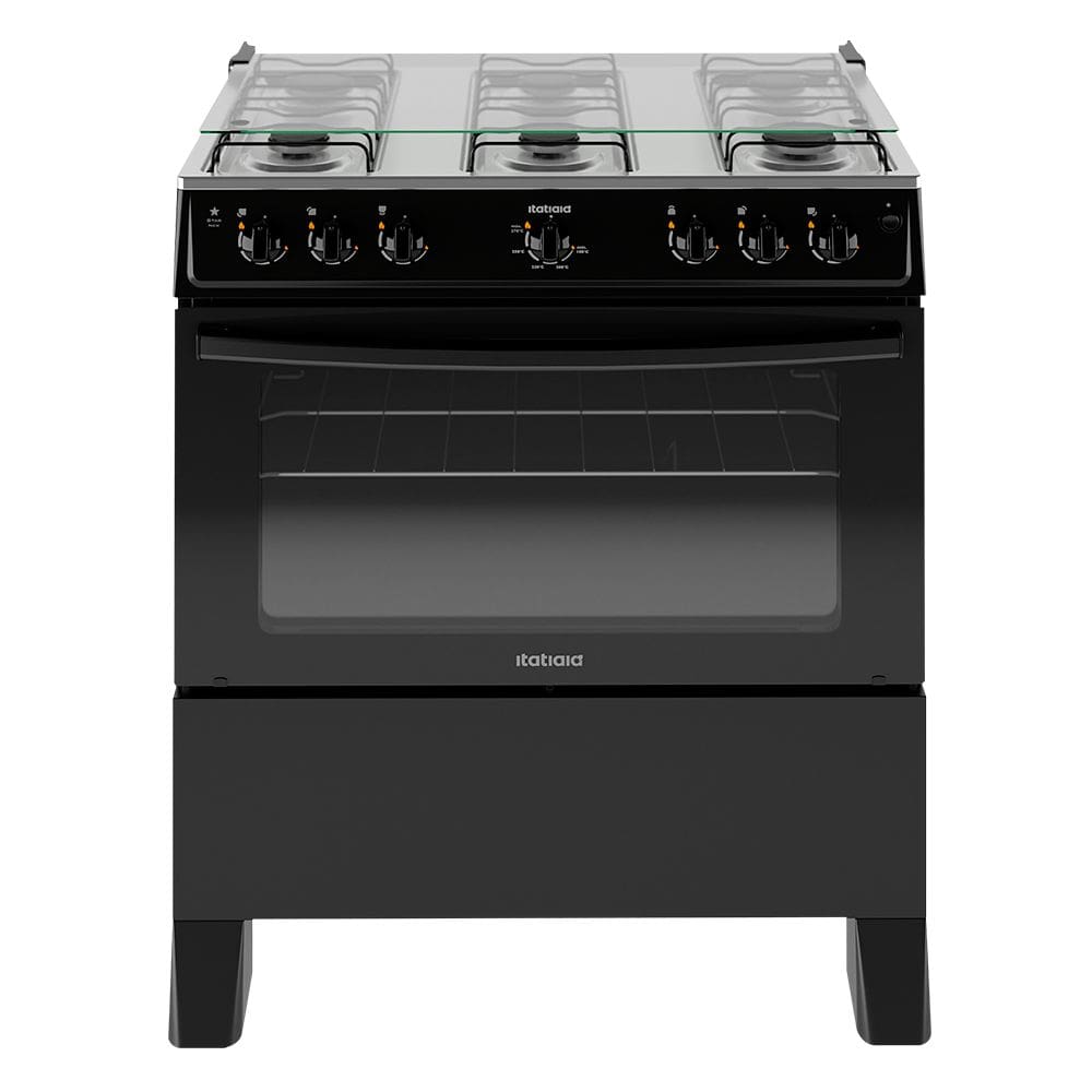 Fogão 6 Bocas à Gás Itatiaia Star New Acendimento Automático Limpa Fácil Preto Bivolt