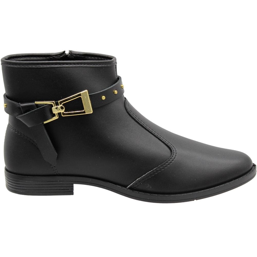 Bota Cano Baixo Casual Moleca Adorno Metálico Salto Baixo Feminino