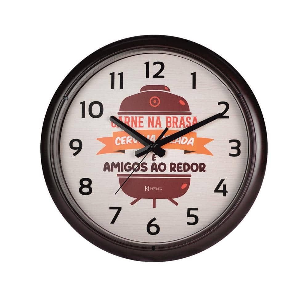 Relógio De Parede Herweg Ref: 660140-304 Marrom Churrasco