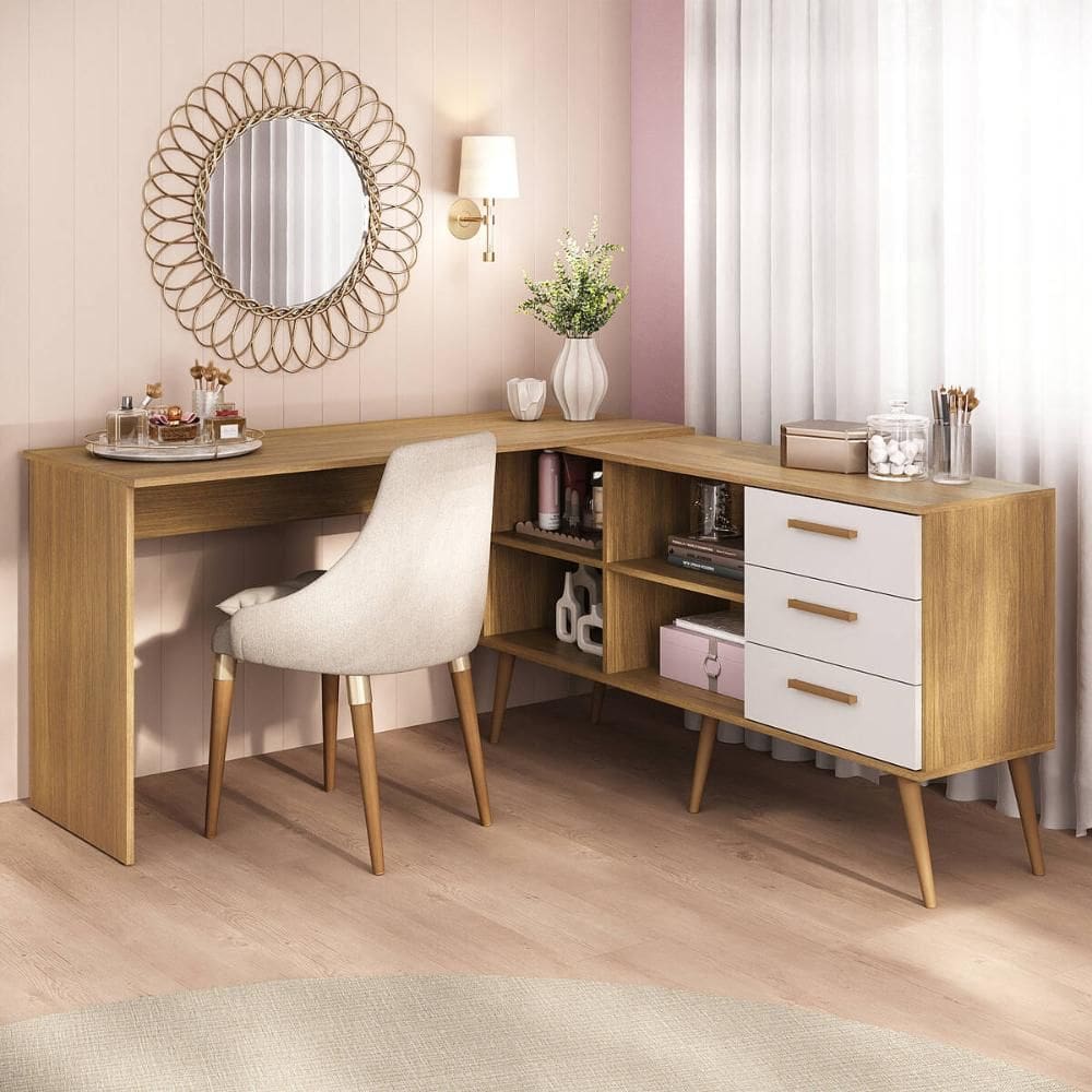 Penteadeira Escrivaninha de Canto com 3 Gavetas Jady Multimóveis MP4782