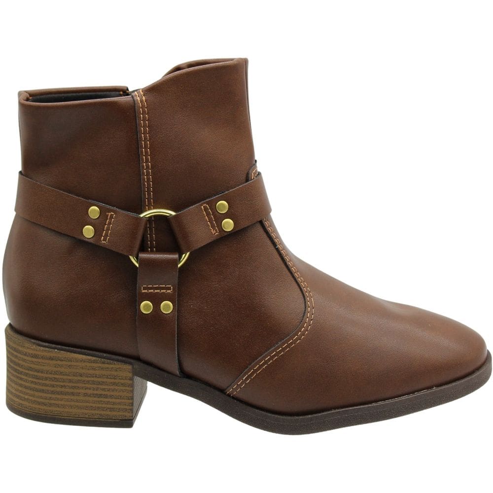 Bota Casual Cano Curto Beira Rio Adorno Argola Feminina