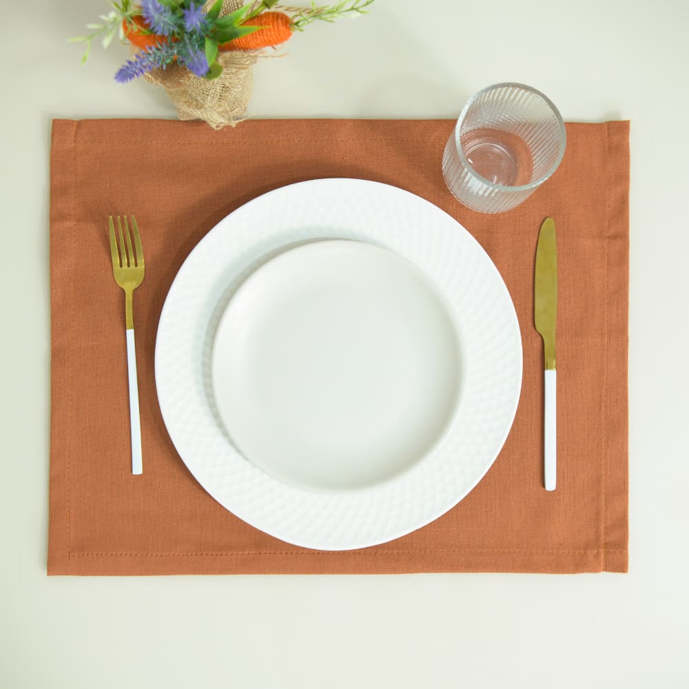 Kit de 8 Lugares Americano Essence Linho Páscoa Terracota