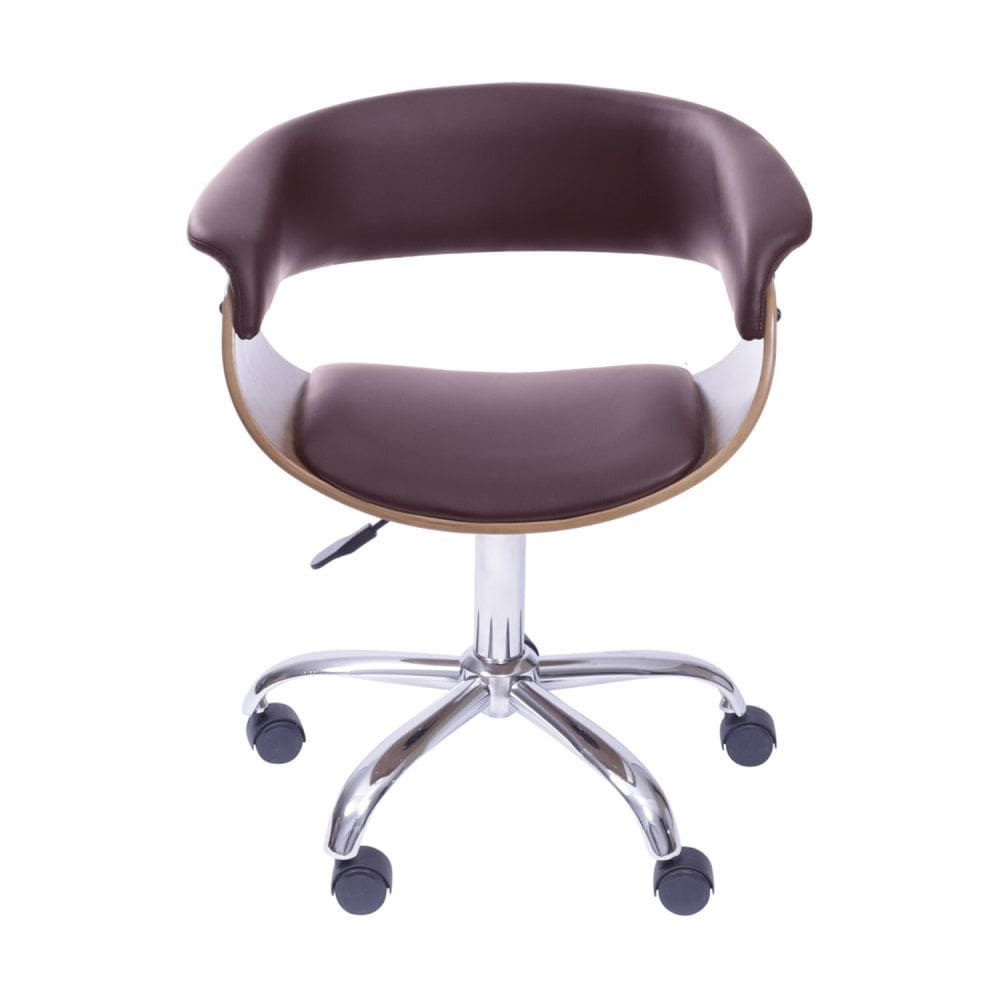 Cadeira Escritório Decorativa Design Sintético Rodízio Elba Café/Marrom