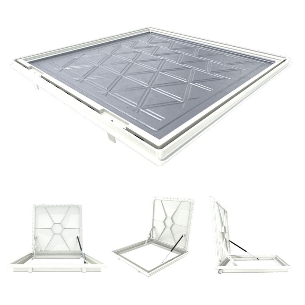 Tampa Piscina Casa Máquina 50x50 Articulada Rebaixada Branca