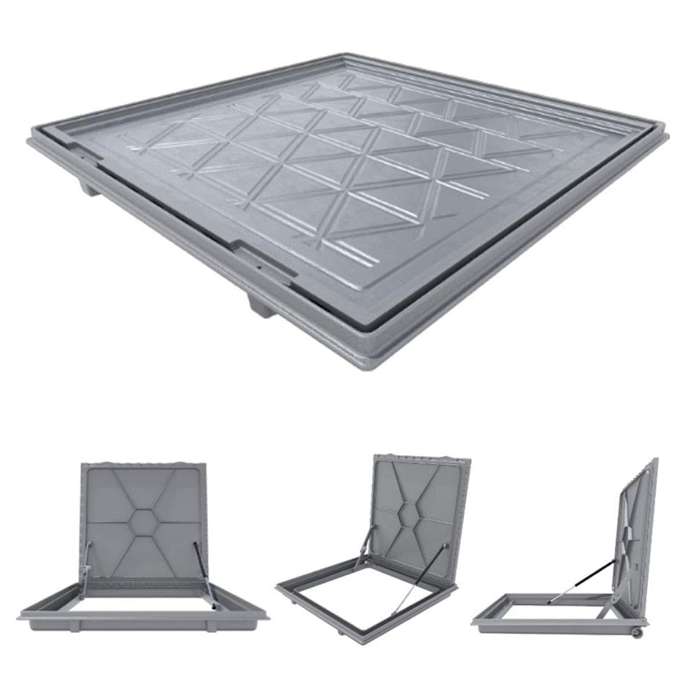 Tampa Piscina Casa Máquina 40x40 Articulada Rebaixada Cinza