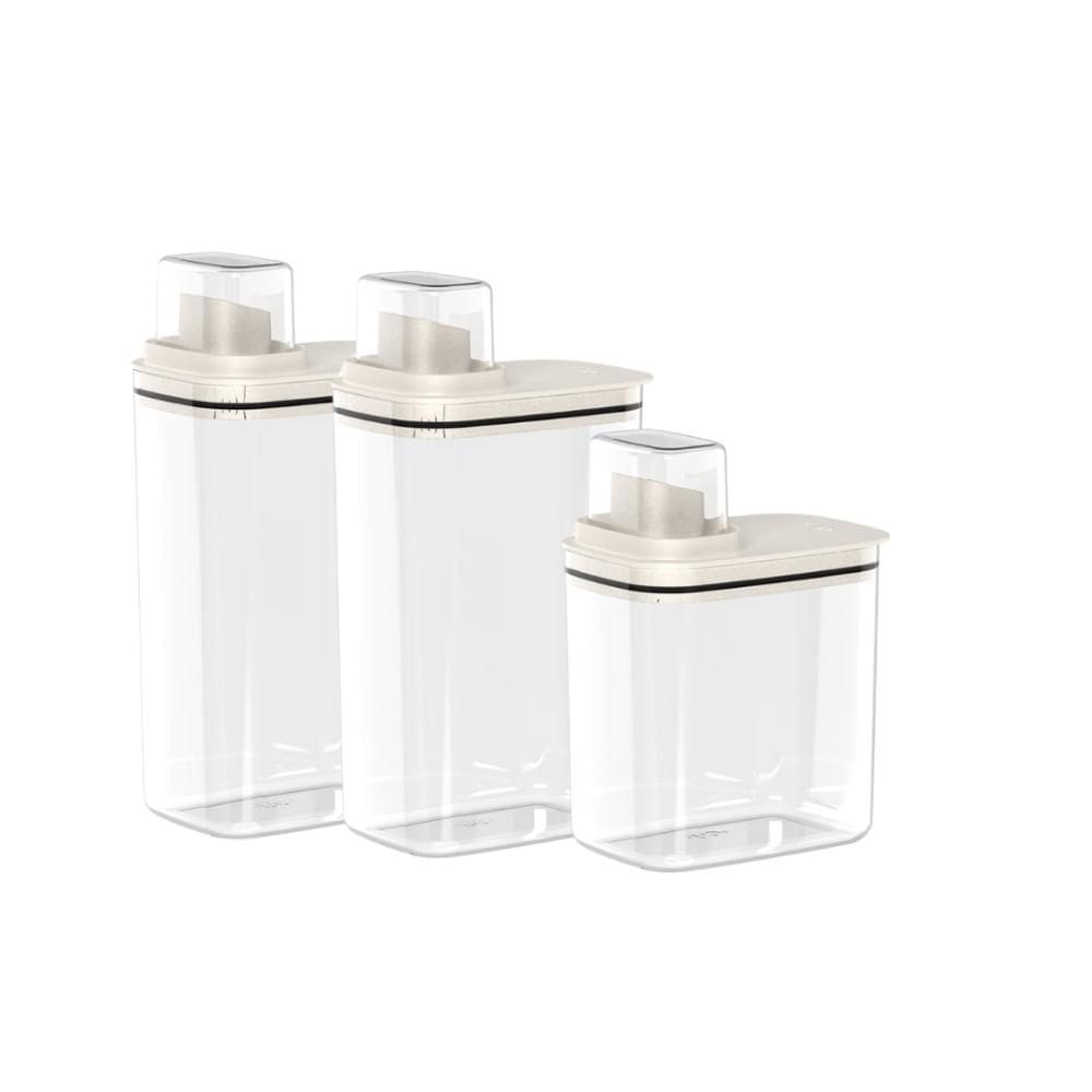 Kit 2un 2,3L + 1un 1,5L Dispenser Organizador de Lavanderia Para Amaciante Sabão em Pó