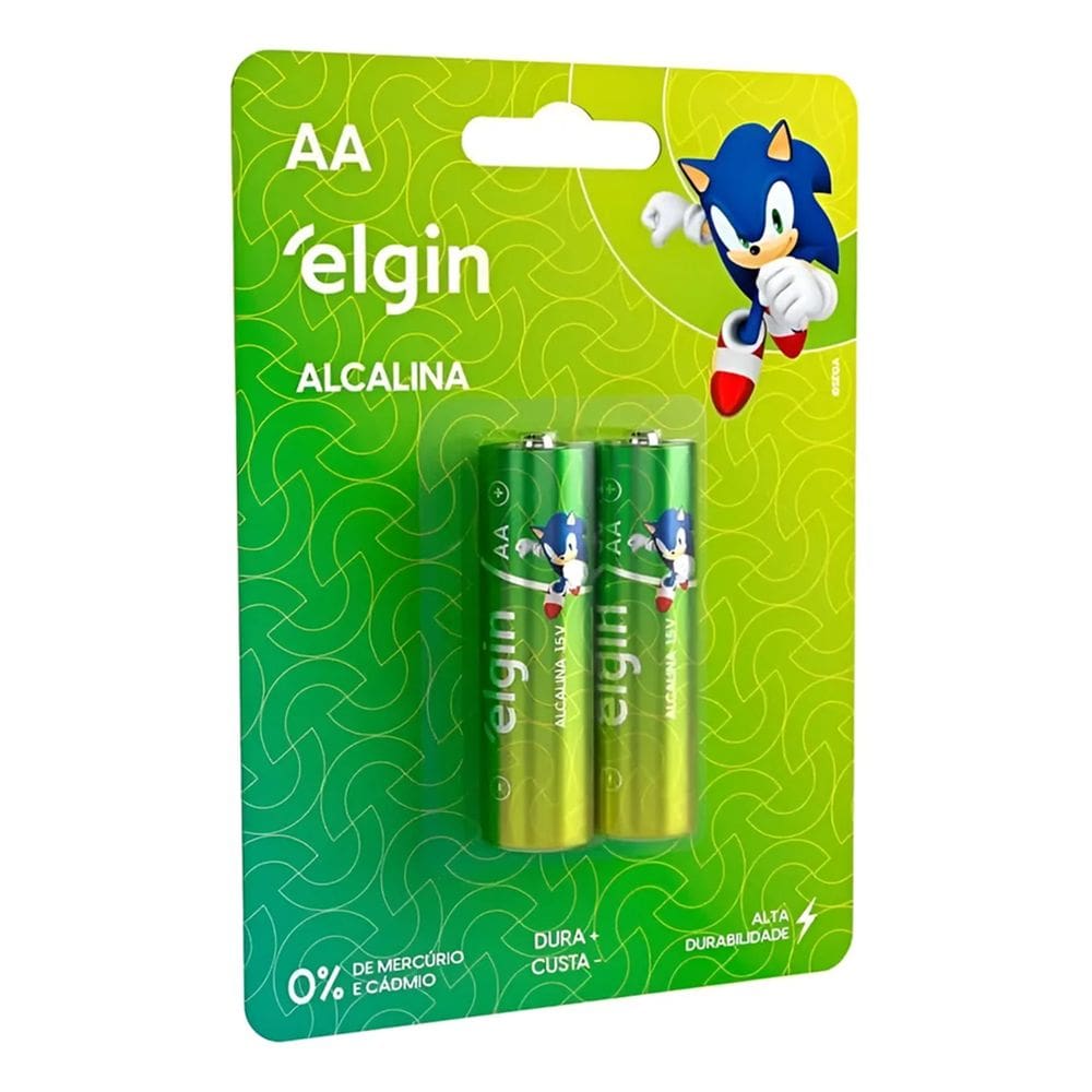 Pilha Alcalina Elgin AA 1.5V Blister com 2 Unidades Duração