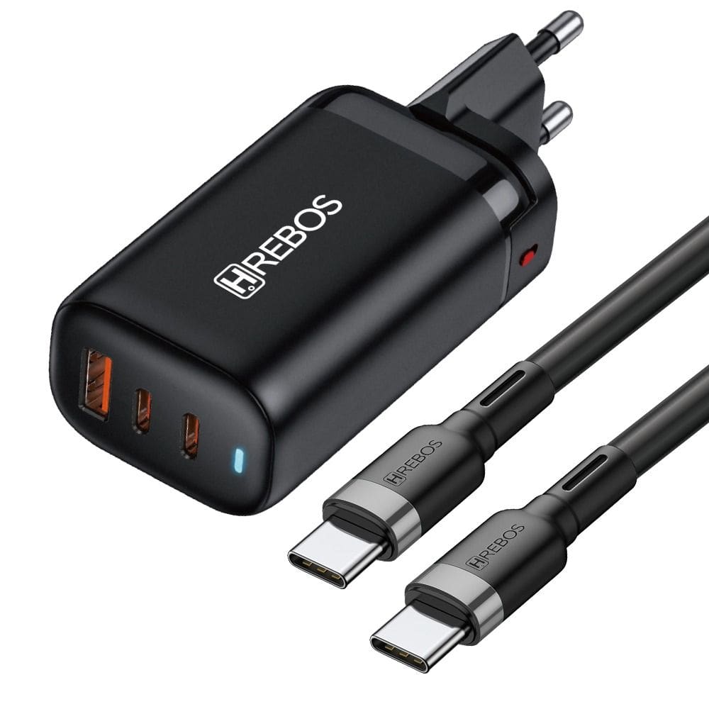 Carregador Hrebos Crg-202cc Chargewave 65w + Cabo Usb-c Preto