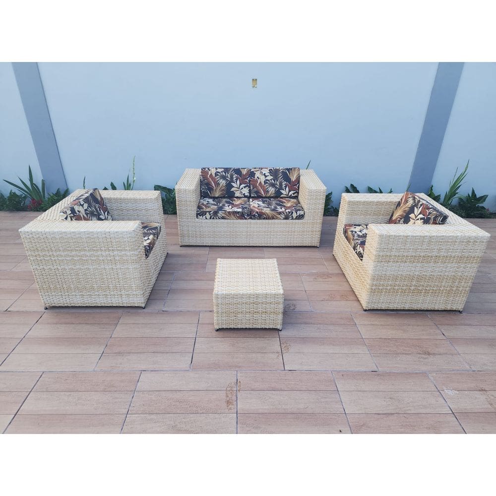 Conjunto Sofá Poltronas Fibra Sintética Palha