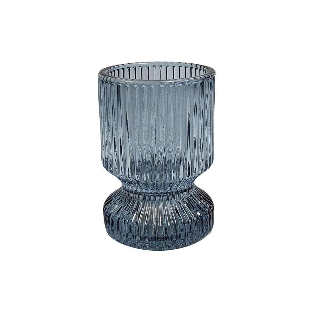 Castiçal Porta-Vela Decorativo em Vidro Azul 6x8cm BH0336 BTC